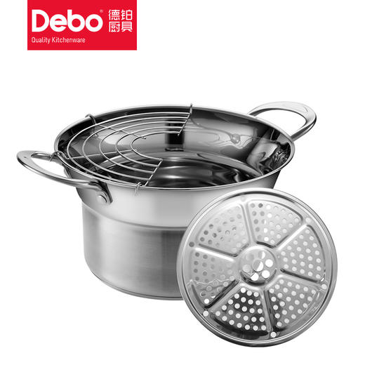 Debo德铂德勒斯汤锅304不锈钢锅汤蒸炸多用锅24cm 商品图2