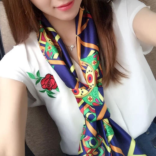 【双层设计 柔软丝滑 四季百搭】韩国ins小丝巾女百搭夏季防晒窄领巾 商品图2