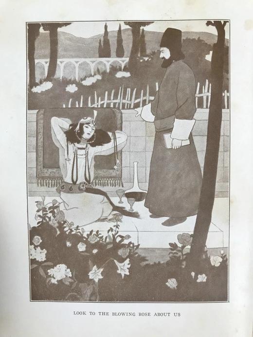 约1910年 鲁拜集 吉尔伯特·詹姆斯14幅插图 漆布面精装大32开 商品图5