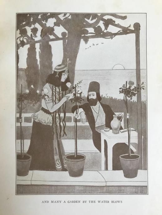 约1910年 鲁拜集 吉尔伯特·詹姆斯14幅插图 漆布面精装大32开 商品图7