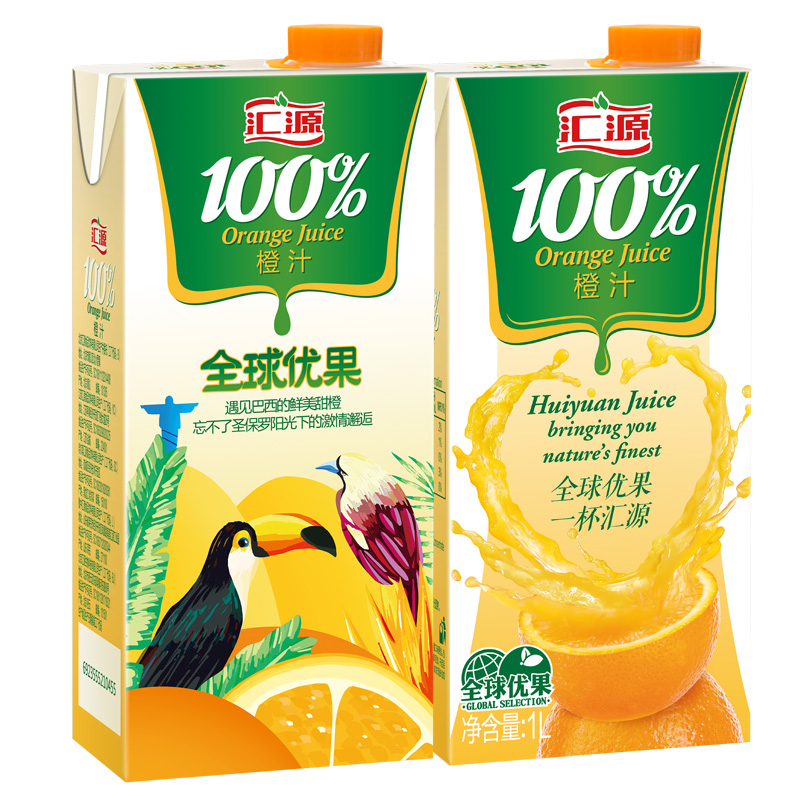 汇源果汁1l100浓缩纯果汁橙汁维c饮料1l12