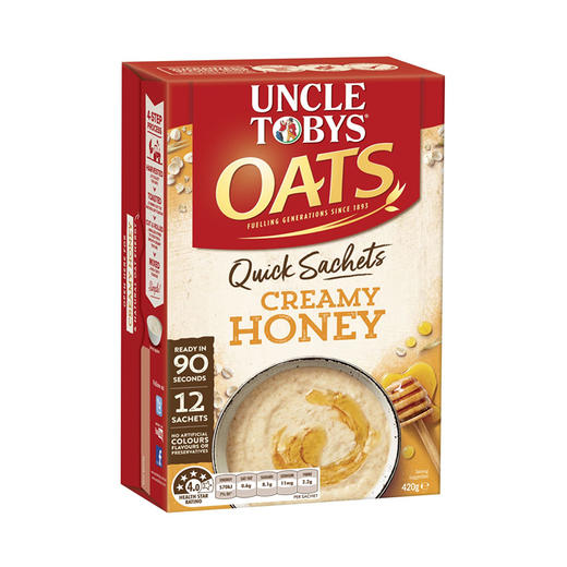 【保税仓】雀巢UNCLE TOBYS 托比叔叔热燕麦片营养谷物 奶酪蜂蜜味 速食小袋装420g 商品图0