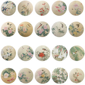 潘磊工笔花鸟小品白描底稿-套图一套20幅册页-A621