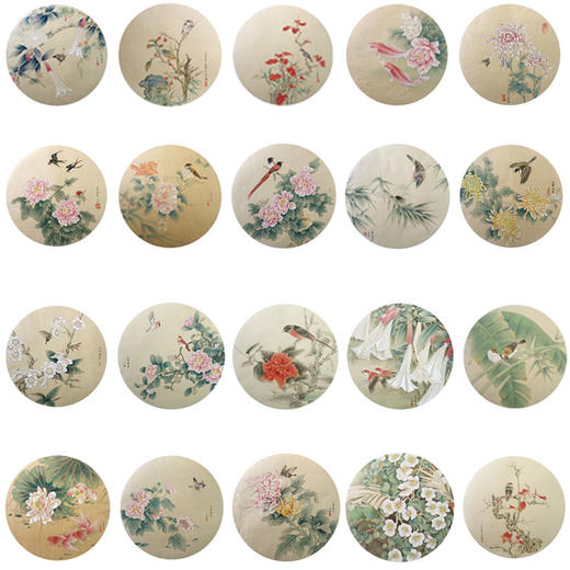潘磊工笔花鸟小品白描底稿-套图一套20幅册页-A621 商品图0