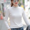【打底衫女】.时尚半高领修身休闲白色印花长袖t恤女装上衣 商品缩略图1