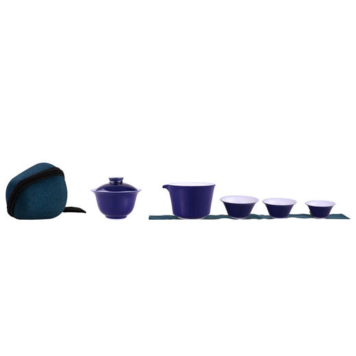 霁蓝釉茶具旅行套组○观颐斋 商品图1