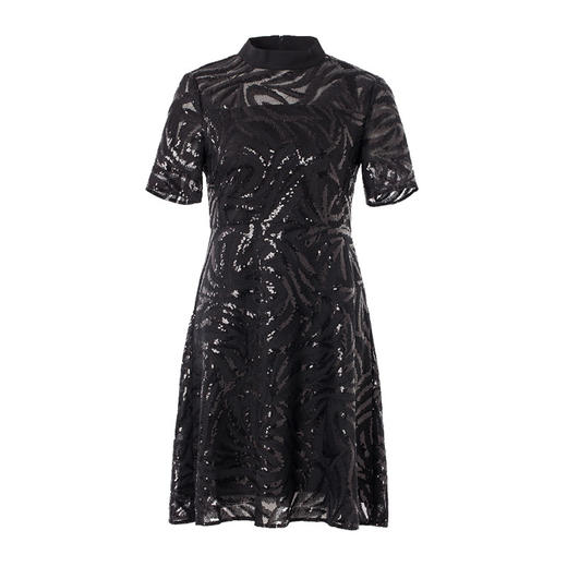 EITIE爱特爱女装夏季新品亮片黑色薄纱透视修身礼服连衣裙5977618 商品图4