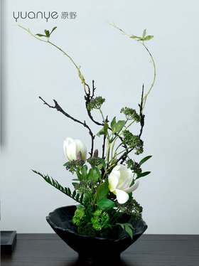 新中式禅意仿真花摆件高档餐桌茶几花艺摆设装饰绢花室内客厅假花
