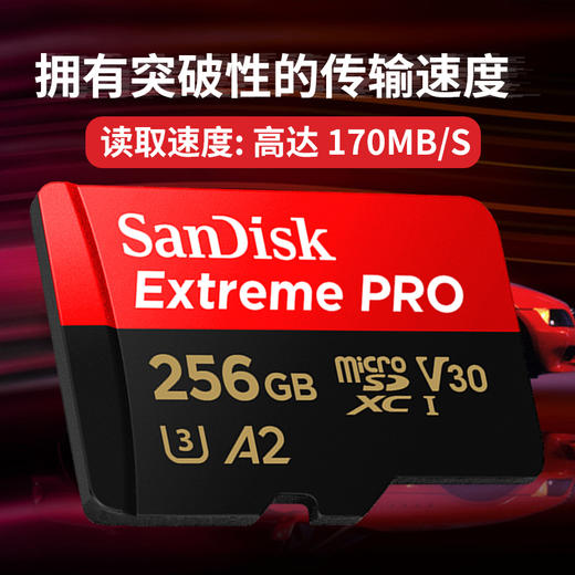 SanDisk闪迪 256g 无人机TF卡手机内存卡microsd卡A2相机卡存储卡 商品图3