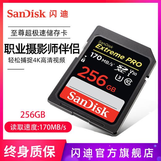 闪迪高速SD存储卡256G高速单反内存卡闪存卡数码相机卡 商品图0