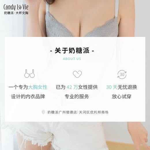 奶糖派告白2 小清新大罩杯经典搭配粉色蕾丝文胸迷雾灰 商品图3