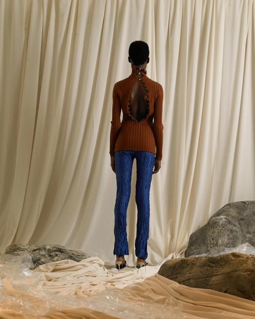 Rib-knit O-back top - Terra 商品图1
