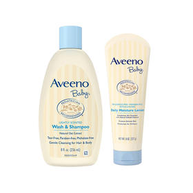 【保税仓】Aveeno Baby 艾维诺 婴儿保湿洗护套装 保湿乳液浅蓝227g&洗发沐浴二合一236ml