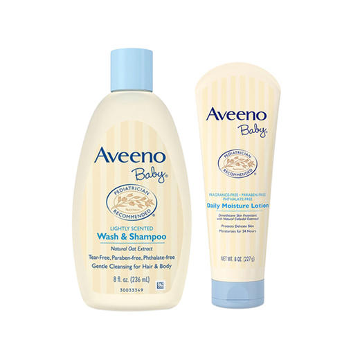 【保税仓】Aveeno Baby 艾维诺 婴儿保湿洗护套装 保湿乳液浅蓝227g&洗发沐浴二合一236ml 商品图0