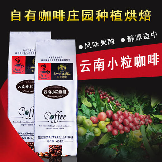 云南小粒咖啡豆 新鲜烘焙豆 特浓咖啡豆 提神熬夜 可现磨手冲黑咖啡粉 454g 商品图0
