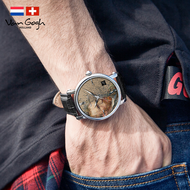 Van Gogh（梵高）瑞士手表油画系列《自画像》原装进口荷兰品牌复古潮牌石英表 男表