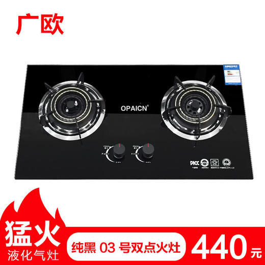 广欧 纯黑03号双点火灶 液化气 商品图0