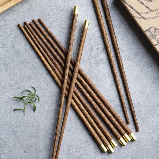 摩登主妇日式创意家用鸡翅木筷子套装餐具无漆无蜡福字实木筷子 商品图1