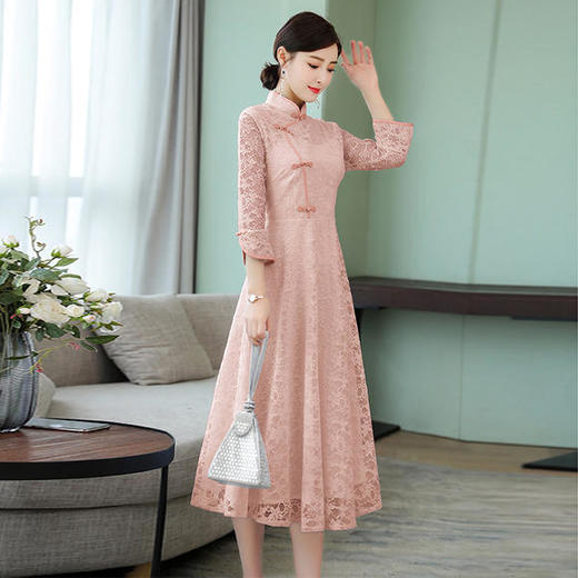 AHM-yslg8231夏季新款中袖中长款年轻款新式中国风文艺裙子 商品图3