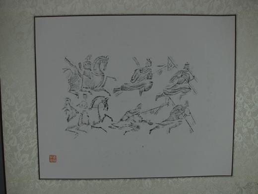 【文创系列】原拓挂轴汉代人物奔马 商品图1