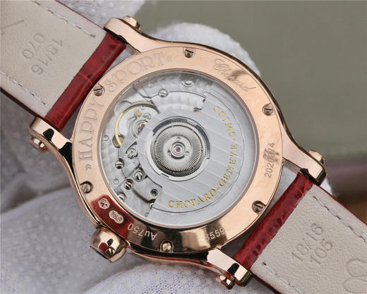 YF萧邦 HAPPY DIAMONDS 五彩缤纷系列 278559-3020 。女士腕表，皮表带，自动机械机芯，透底。 商品图6