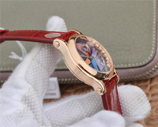 YF萧邦 HAPPY DIAMONDS 五彩缤纷系列 278559-3020 。女士腕表，皮表带，自动机械机芯，透底。 商品图4