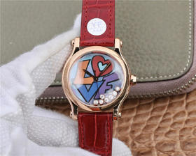 YF萧邦 HAPPY DIAMONDS 五彩缤纷系列 278559-3020 。女士腕表，皮表带，自动机械机芯，透底。