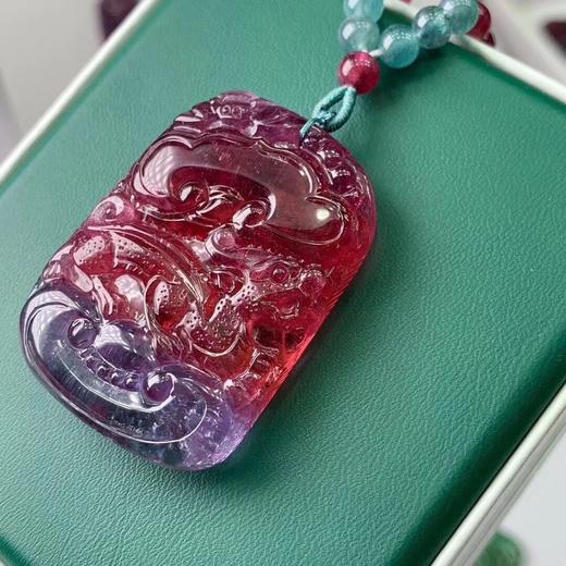 27.3g 43-31-1mm总重约50克卢比来红紫碧玺雕刻件 商品图2