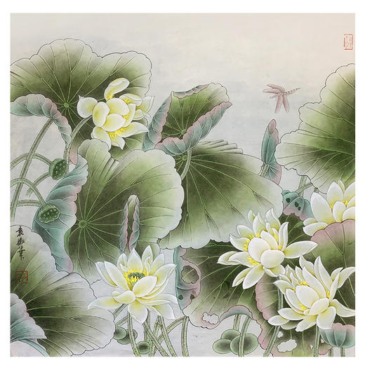 袁振华-真迹- 国画花鸟《荷塘清韵》 玄关  客厅  餐厅 卧室 商品图1