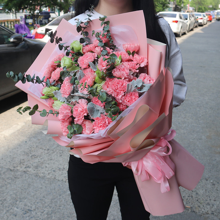 同城专人送花上门红粉康乃馨百合混搭花束78教师节母亲节妇女节女友