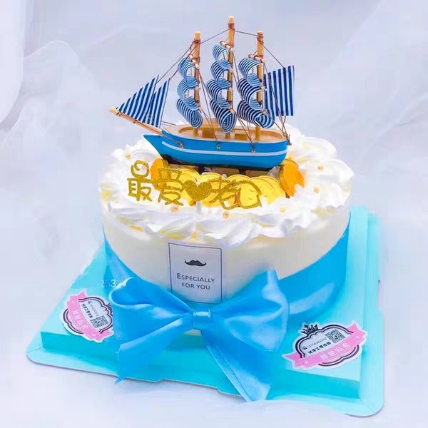 蛋糕装饰帆船摆件一帆风顺生日蛋糕装饰摆件(6款随机发)
