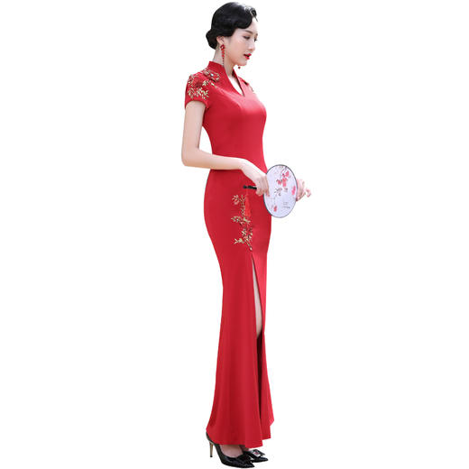 DLQ-A2040中国风改良敬酒服红色旗袍 商品图1