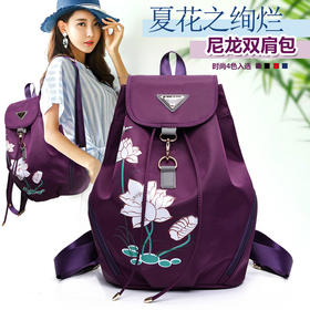 XH-1622新款时尚韩版印花尼龙帆布旅行背包简约书包  XCX