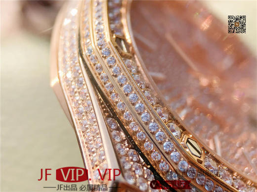 爱彼皇家橡树15400满天星系列 全表壳镶满钻 搭载9015改原装cal.3120超薄自动机芯 意大利牛皮表带 镶钻原装表扣 商品图9