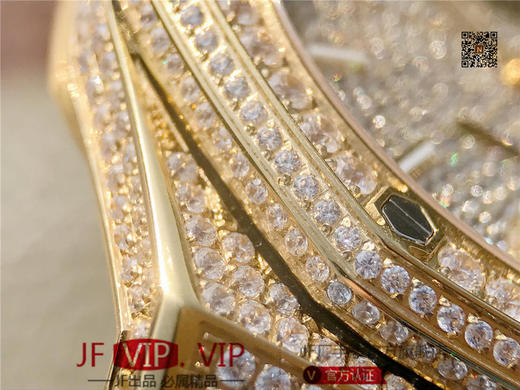 爱彼皇家橡树15400满天星系列 全表壳镶满钻 搭载9015改原装cal.3120超薄自动机芯 意大利牛皮表带 镶钻原装表扣 商品图7