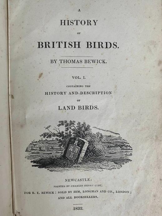 1832年 比维克《英国鸟类史》（全2卷） 近200幅版画插图 皮装 商品图3