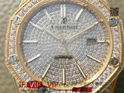 爱彼皇家橡树15400满天星系列 全表壳镶满钻 搭载9015改原装cal.3120超薄自动机芯 意大利牛皮表带 镶钻原装表扣 商品图8