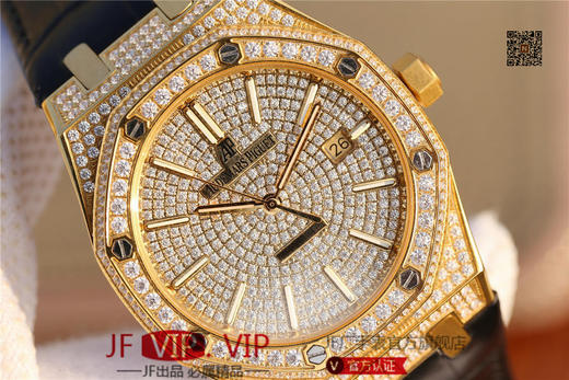 爱彼皇家橡树15400满天星系列 全表壳镶满钻 搭载9015改原装cal.3120超薄自动机芯 意大利牛皮表带 镶钻原装表扣 商品图3