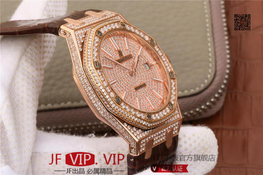 爱彼皇家橡树15400满天星系列 全表壳镶满钻 搭载9015改原装cal.3120超薄自动机芯 意大利牛皮表带 镶钻原装表扣 商品图8