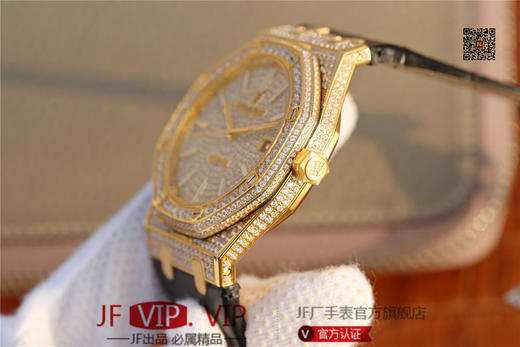 爱彼皇家橡树15400满天星系列 全表壳镶满钻 搭载9015改原装cal.3120超薄自动机芯 意大利牛皮表带 镶钻原装表扣 商品图10