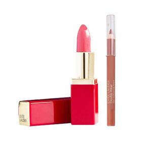 【香港直邮】【2件装】ESTēE LAUDER 雅诗兰黛花漾倾慕红石榴唇膏#260十里桃花色1.2g+DW唇线笔小样#18裸色0.8g