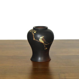 建水紫陶 三金花瓶