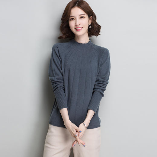 XDE-SX18508      100羊毛衫女套头半高领毛衣韩版百搭宽松打底2019秋冬季新款 商品图2