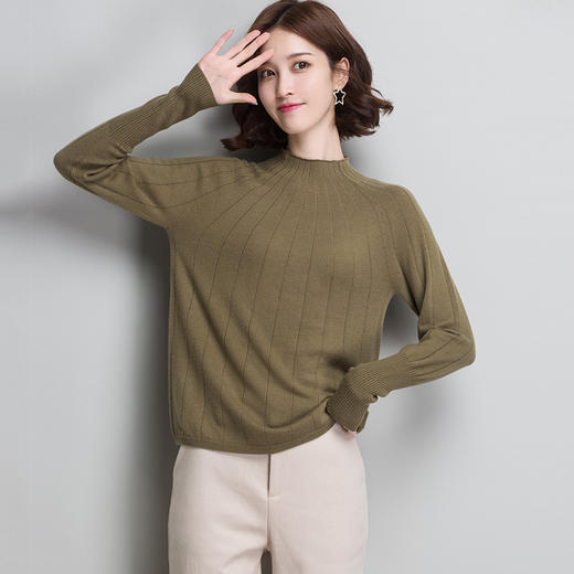 XDE-SX18508      100羊毛衫女套头半高领毛衣韩版百搭宽松打底2019秋冬季新款 商品图1