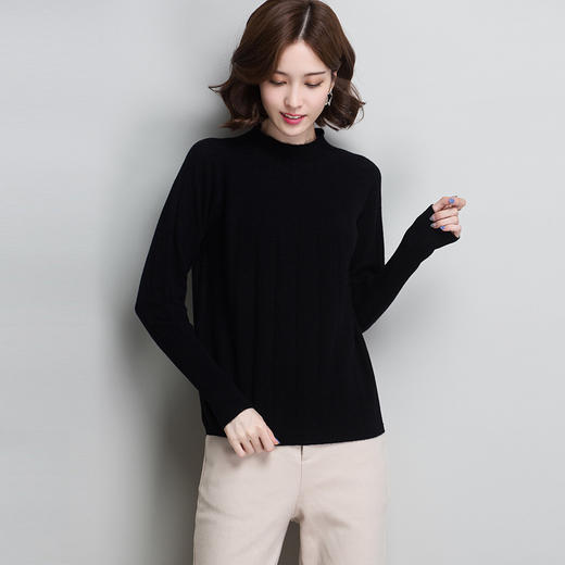XDE-SX18508      100羊毛衫女套头半高领毛衣韩版百搭宽松打底2019秋冬季新款 商品图3