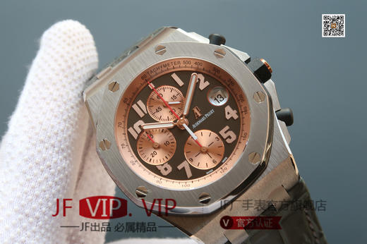 JF爱彼26179。皇家橡树印尼限量版，自制原装3126全自动计时机械机芯，纯钛钢表壳，全部功能同原装，42mm直径，本厂配泰国鳄表带！皮表带，男士手表，密底 商品图1