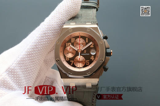 JF爱彼26179。皇家橡树印尼限量版，自制原装3126全自动计时机械机芯，纯钛钢表壳，全部功能同原装，42mm直径，本厂配泰国鳄表带！皮表带，男士手表，密底 商品图0