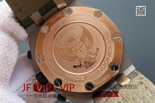 JF爱彼26179。皇家橡树印尼限量版，自制原装3126全自动计时机械机芯，纯钛钢表壳，全部功能同原装，42mm直径，本厂配泰国鳄表带！皮表带，男士手表，密底 商品图6