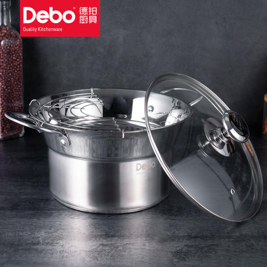 Debo德铂德勒斯汤锅304不锈钢锅汤蒸炸多用锅24cm 商品图0