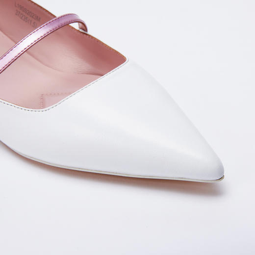 lost in echo通勤玛丽珍浅口单鞋女 白色牛皮低跟时尚女鞋 商品图4